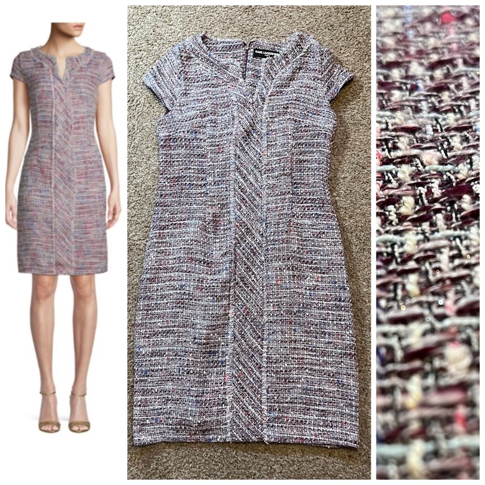 Karl Lagerfeld Tweed Shift Dress Career Size 6